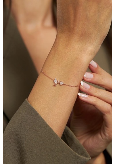 Roza Silver Zirkon Taşlı Rose Aşk Meleği Eros Minimal Gümüş Bileklik