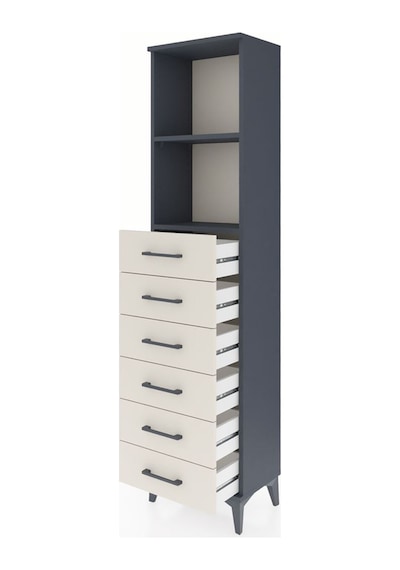 Arges Dolap 2 Raflı 6 Çekmeceli 44x30x182 Antrasit-aytaşı Antrasit