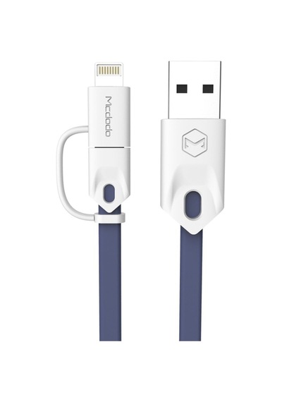 Apple Uyumlu iPhone Lightning Micro Usb Akıllı Şarj Data Kablosu Mavi