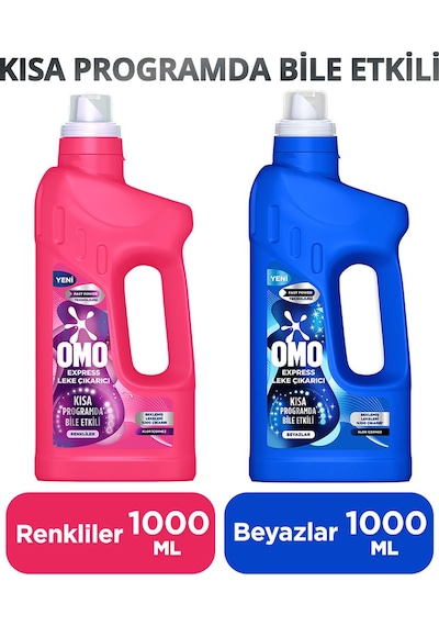 Omo Express Leke Çıkarıcı Renkliler 1000 Ml X1 + Omo Express Leke Çıkarıcı Beyazlar 1000 Ml X1 Diğer