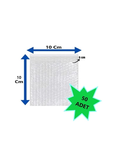 Balonlu Patpat Torba, Bantlı Baloncuklu Torba 10cm En X 10cm Boy + 5cm Kapak 50 Adet