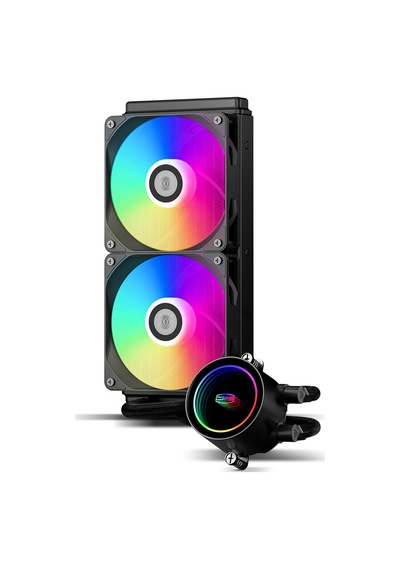 Cps Da240 Argb Aıo Sıvı Soğutucu, Çift Argb Fanlı 240mm Cpu Soğutucu, Yüksek Performanslı 3000 Rpm Pompa Hızı, Pc Oyun İçin Verimli 240mm Aıo Soğutucu Siyah