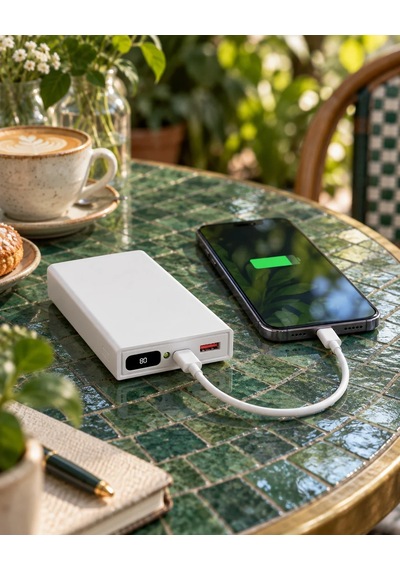 ENERX Powerbank 20000 Mah 2.1 Amper Dijital Göstergeli Enr-p20188dc Beyaz