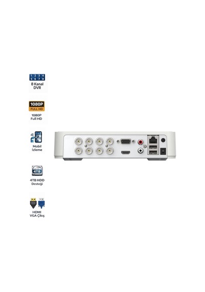 Ds-7108hghı-m1 8 Kanal Turbo Hd Dvr 4tb Disk Destekli