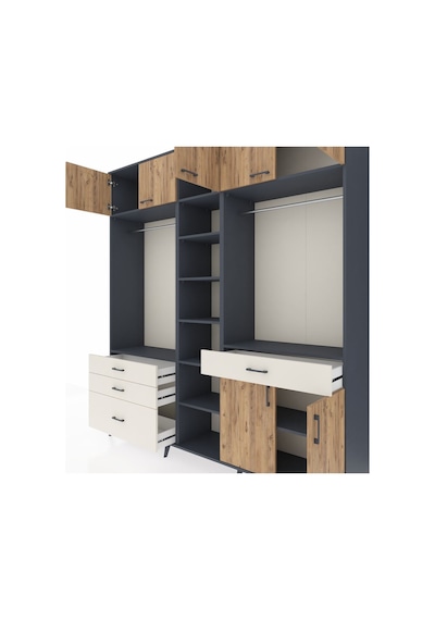 Hyperion Dolap 11 Raflı 4 Çekmeceli 2 Askılı 220x44x243 Antrasit-çam/aytaşı Çok Renkli Hyperion Dolap 11 Raflı 4 Çekmeceli 2 Askılı 220x44x243 Antrasit-çam/aytaşı Çok Renkli