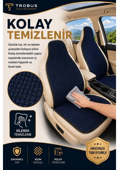 Nissan Juke 2011-2018 Üniversal Örme Ön 2 Parça Minder Terletmez Kaymaz Taban Lacivert Siyah