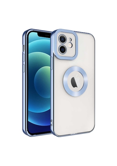 Apple Uyumlu iPhone 12 Kılıf Kamera Lens Korumalı Logo Gösteren Parlak Kenarlı Kapak Omega