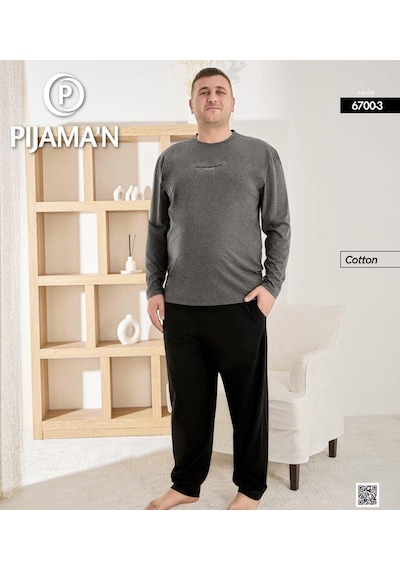 Pijamoni Erkek Battal Bisiklet Yaka Penye Uzun Kol Pijama Takımı 6700/3 - 1 Adet Antrasit Pijamoni Erkek Battal Bisiklet Yaka Penye Uzun Kol Pijama Takımı 6700/3 - 1 Adet Antrasit