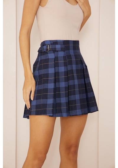Darlin Moda Lacivert Piliseli Kolej Mini Etek Dm2025 Lacivert