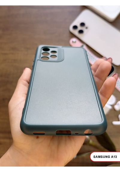 Samsung Galaxy A13 Uyumlu Kamera Korumalı Darbeye Dayanıklı Renk Atmayan Keep Silikon Kılıf Haki