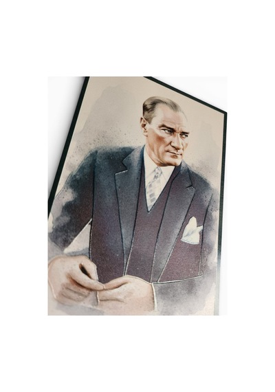 Atatürk Masaüstü Ahşap Tablo - Kabartmalı Baskı Şık Hediyelik 11x16 Cm No 1 3 Parça