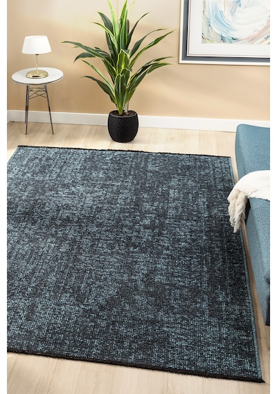 Antik Turkuaz Halı Yıkanabilir Kaymaz Taban Şönil Kilim Dokuma Pamuk Taban Kilim 10364a Turkuaz