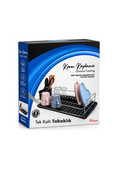 Siyah Tek Katlı Tabaklık - Bulaşıklık 5616