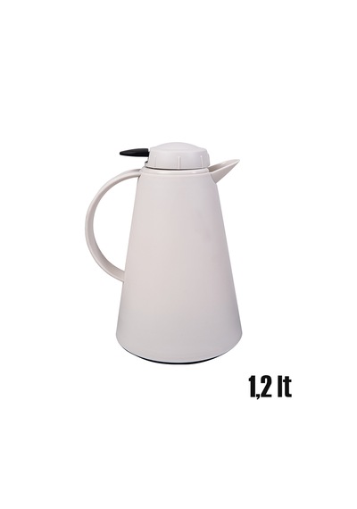 Herevin 161714-590 Plastik Termos Çay Termosu Su Termosu Sürahi 1,2 Litre Krem