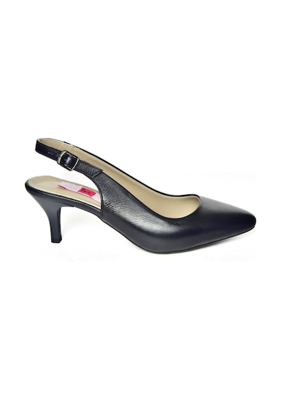 Fox Shoes S908002303 Lacivert Hakiki Deri Alçak Topuklu Kadın Ayakkabı Lacivert