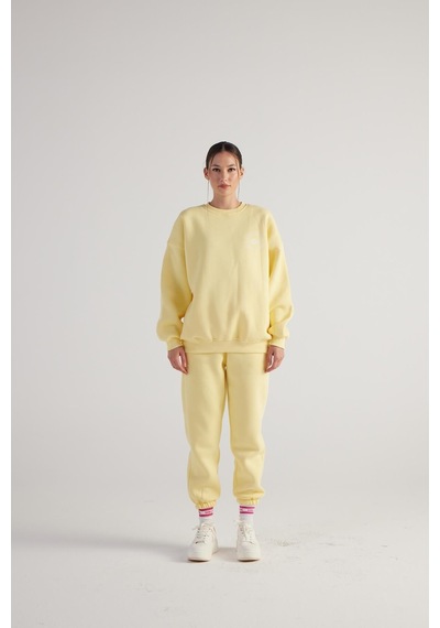 Holly Lolly 3 İplik Şardonlu Uzun Kol Bisiklet Yaka Fine Sweatshirt Sarı