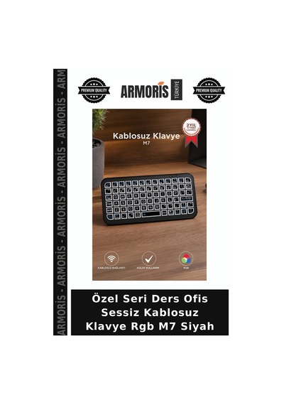 Özel Seri Ders Ofis Sessiz Kablosuz Klavye Rgb M7 Siyah