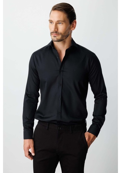 İgs Siyah Regular Fit Geniş Kalıp Klasik Yaka Düz Uzun Kollu Cepsiz %100 Pamuk Non Iron Gömlek-26236 SİYAH İgs Siyah Regular Fit Geniş Kalıp Klasik Yaka Düz Uzun Kollu Cepsiz %100 Pamuk Non Iron Gömlek-26236 SİYAH