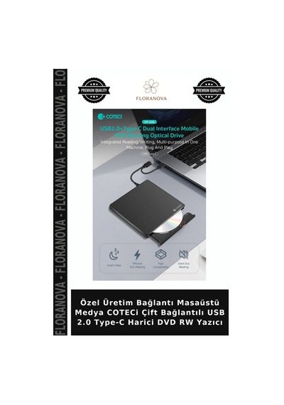Özel Üretim Bağlantı Masaüstü Medya Coteci Çift Bağlantılı Usb 2.0 Type-c Harici Dvd Rw Yazıcı