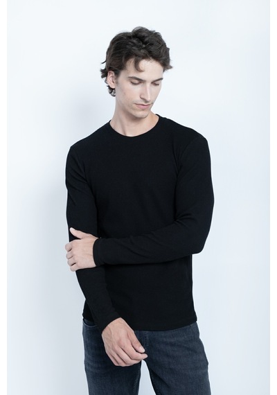 Sportuel Erkek Siyah 6511 Js 0 Yaka Basic Waffle Sweatshirt Jsswtk25e000008-siyah