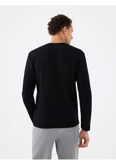 Loft Regular Fit Siyah Erkek Uzun Kollu T-shirt Lf2040679 Siyah