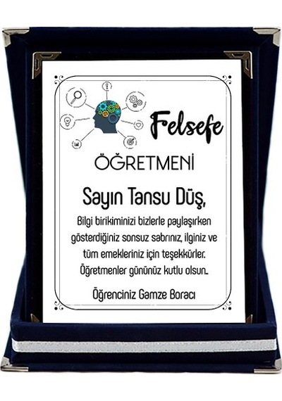 Felsefe Öğretmenine Hediye Isim Baskılı Plaket