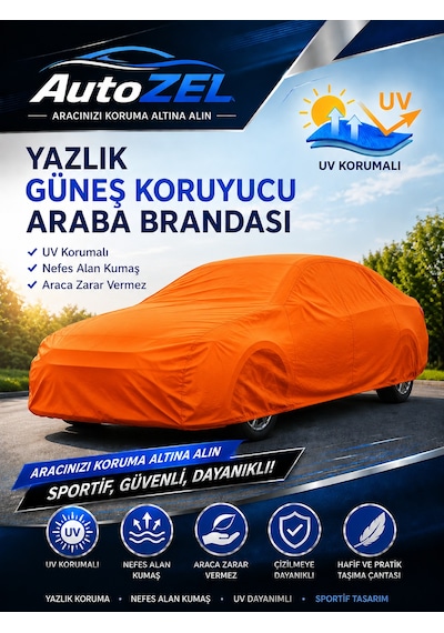Volkswagen Caddy Uyumlu Yazlık Araba Brandası Oto Branda,araba Çadırı, Araba Örtüsü Turuncu