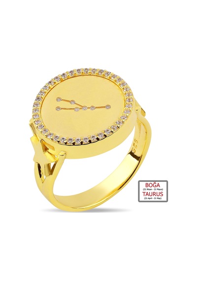 Kuyumcudukkanı Zirkontaşlı"boğa Burcu"yüzük-10433-g-taurus 10 Gold