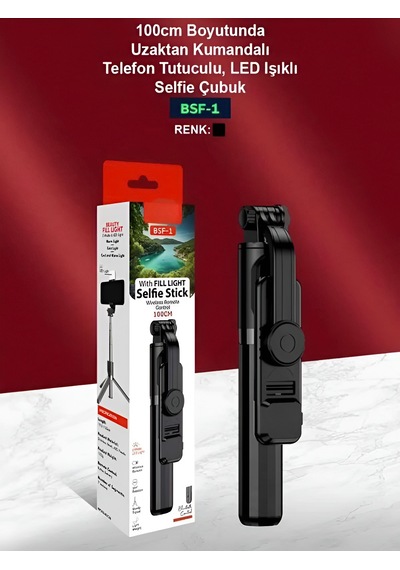 Bluetooth Kumandalı Tripod Telefon Tutuculu Selfie Çubuğu Telefon, Kamera, Lamba, Yayın Standı