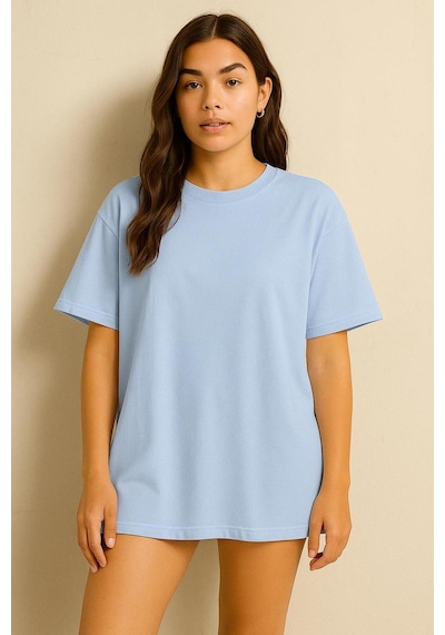 Düz Oversize Unisex Tişört Ycb6 Bebe Mavisi