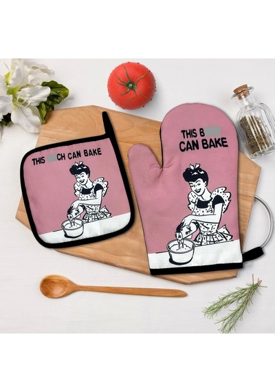 Bu Bxxch Can Bake, Komik Fırın Eldiveni Ve Tencere Tutacağı 2'li Setler, Silikon Kaymaz Fırın Eldiveni, Kadınlar Diğer