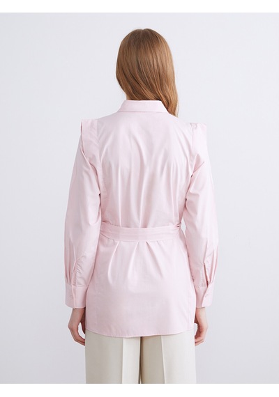 Lcwaıkıkı Classic Pembe Kuşaklı Kadın Gömlek Tunik