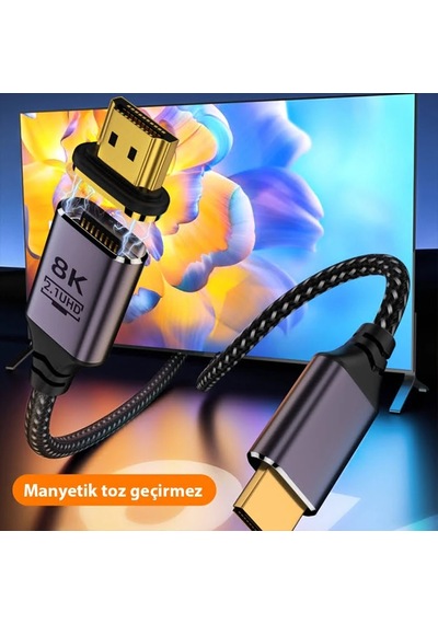 Ally Hdmı To Hdmı 8k Hd 2.1uhd Mıknatıs Başlıklı Kablo 1 Metre- 5775 Standart 28463666