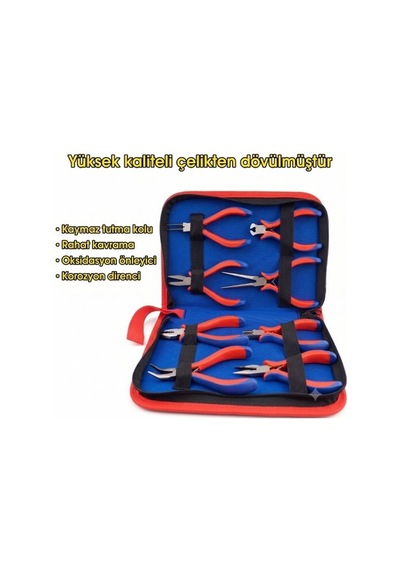 Takı Yapım Pense Seti 8 Adet Çift Renkli Saplı 12.7 Cm Diğer