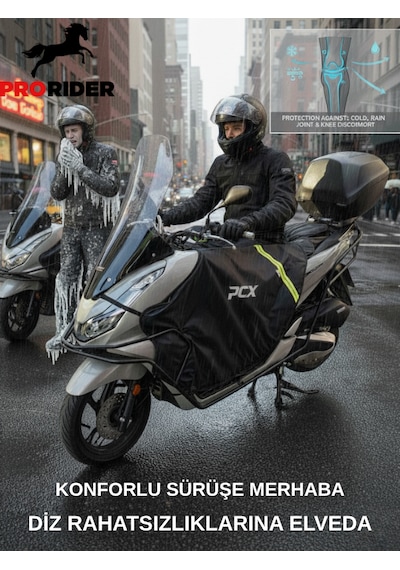 Prorider Motosiklet Premium Diz Örtüsü Honda Pcx Uyumlu Su Ve Rüzgar Geçirmez Kışlık Koruma Siyah