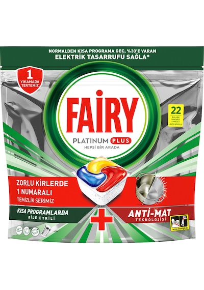 Fairy Platinum Plus Limon Kokulu 22 Yıkama Bulaşık Makinesi Deterjanı Tableti - Kapsülü