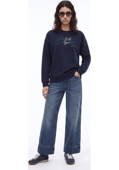 Jeep Lacivert Kadın Bisiklet Yaka Loose Fit Nakışlı Sweatshirt J6wl-swt7036
