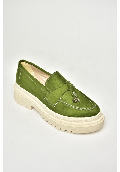 Fox Shoes T294882202 Yeşil Süet Makosen Kadın Ayakkabı Yeşil