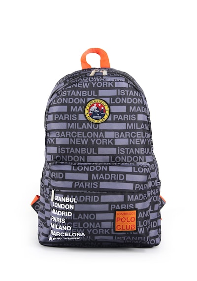 Siyah-gri Cities Ön Bölmeli Unisex Okul Çantası Siyah - Açık Gri