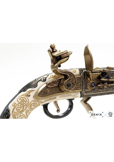Denix Double Barrel Pistol 1750 Uk 33cm Koleksiyon Obje