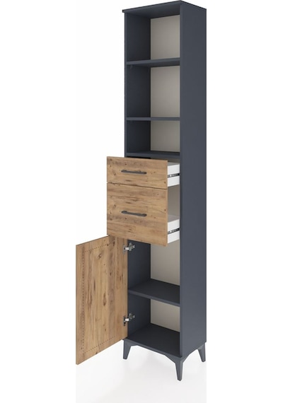 Arges Dolap 4 Raflı 2 Çekmeceli Tek Kapaklı 44x30x221 Antrasit-çam Antrasit