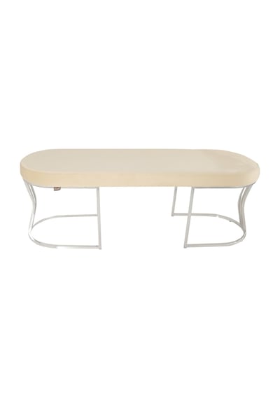 Viego Silver Smooth- Krem Kapitoneli Model Puf & Bench & Koltuk- Oturak-uzun Makyaj Puff-yatak Odası Ucu &önü