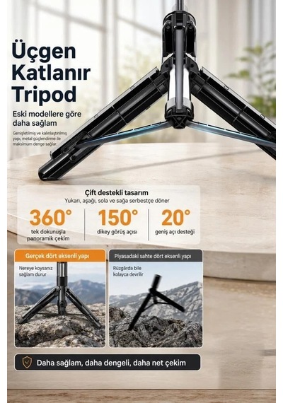 Özel Üretim Çek Cihazı Gezi Tripod Q07 Siyah