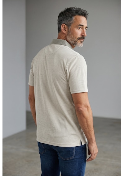 Erkek Simenti Fitilli Yakalı Penye Baba Toprak Tshirt Çoklu Renk