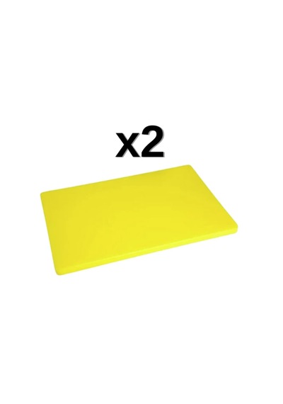 Türkay 2'li 50x30x2 Cm Polietilen Kesme Tahtası Kesim Levhası Sarı 4726
