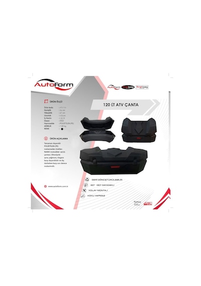 Atv Çantası Arka Diamond 120 Litre. Mat Siyah .Kilitli  Pe