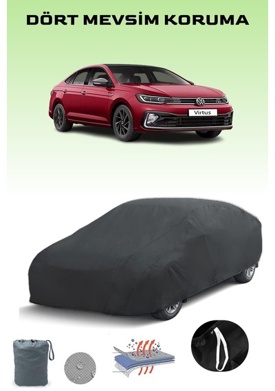 Siyah Volkswagen Virtus Araba Brandası, Oto Örtüsü, Araba Çadırı Siyah