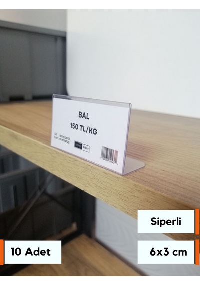 10 Adet Yapışkanlı Pvc Etiketlik 6 x 3 CM Yapışkanlı Raf Önü Fiyatlık