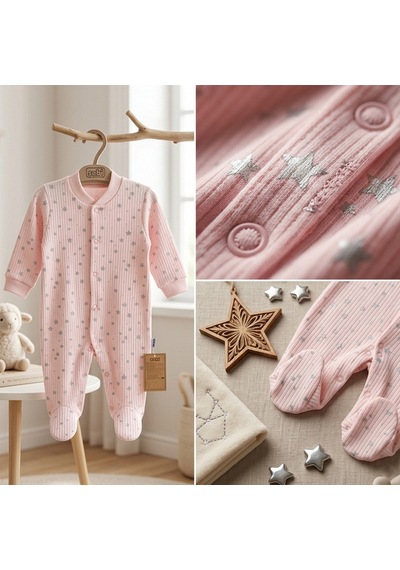 Sebi Bebe Yıldızlı Patikli Tulum 1131 Pembe