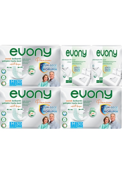 Evony Premium Hasta Bezi Bel Bantlı M 90 Adet+yatak Koruyucu 60 A M
